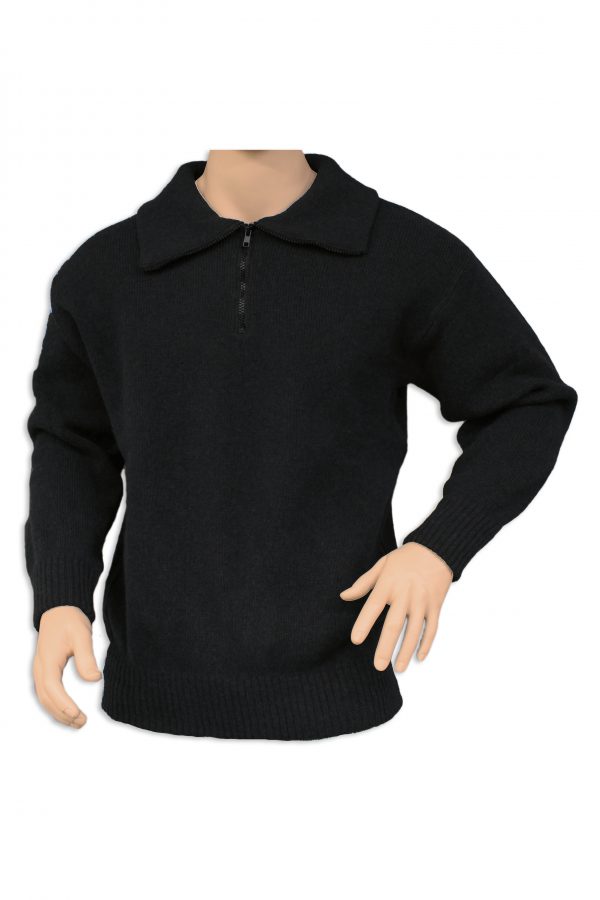 A 1/4 zip neck with collar jumper OUTDOOR jumper in a black colour