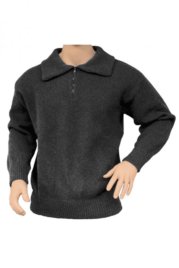 A 1/4 zip neck with collar jumper OUTDOOR jumper in a charcoal colour