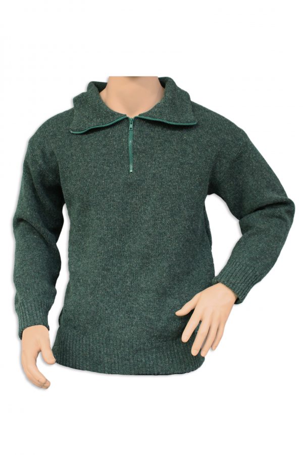 A 1/4 zip neck with collar jumper OUTDOOR jumper in a green colour