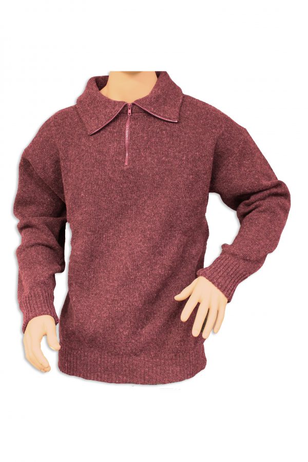 A 1/4 zip neck with collar jumper OUTDOOR jumper in a maroon red colour