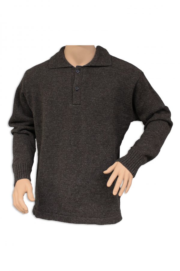 A 2-button neck with a collar OUTDOOR jumper in a brown colour