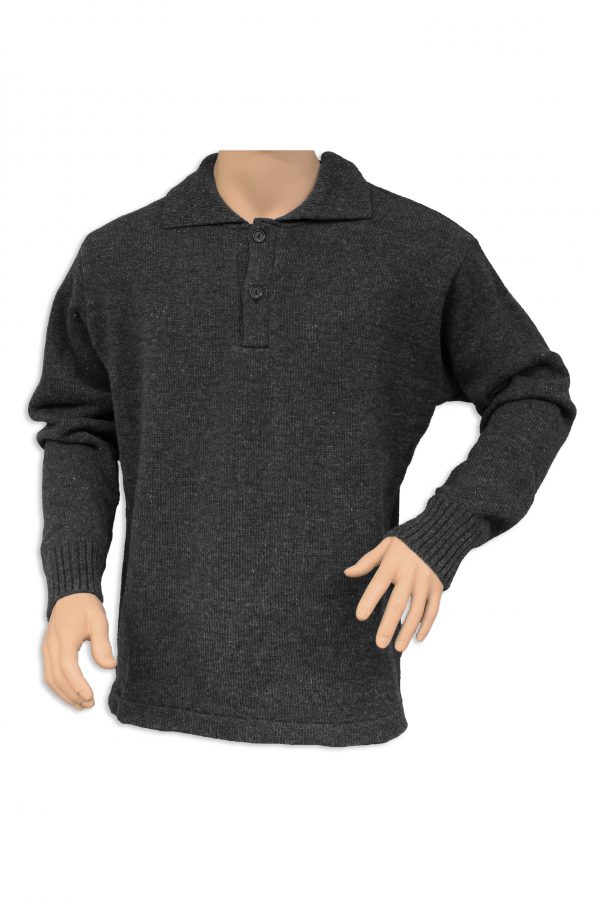 A 2-button neck with a collar OUTDOOR jumper in a charcoal grey colour