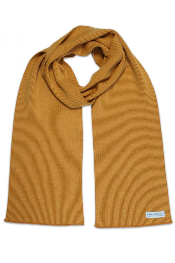 Copper and Mustard Yellow Mini-Stripe Merino Wool Scarf