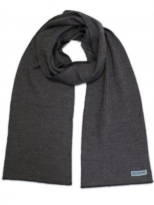 Mocha and Grey Mini-Stripe Wool Scarf - Australian Made