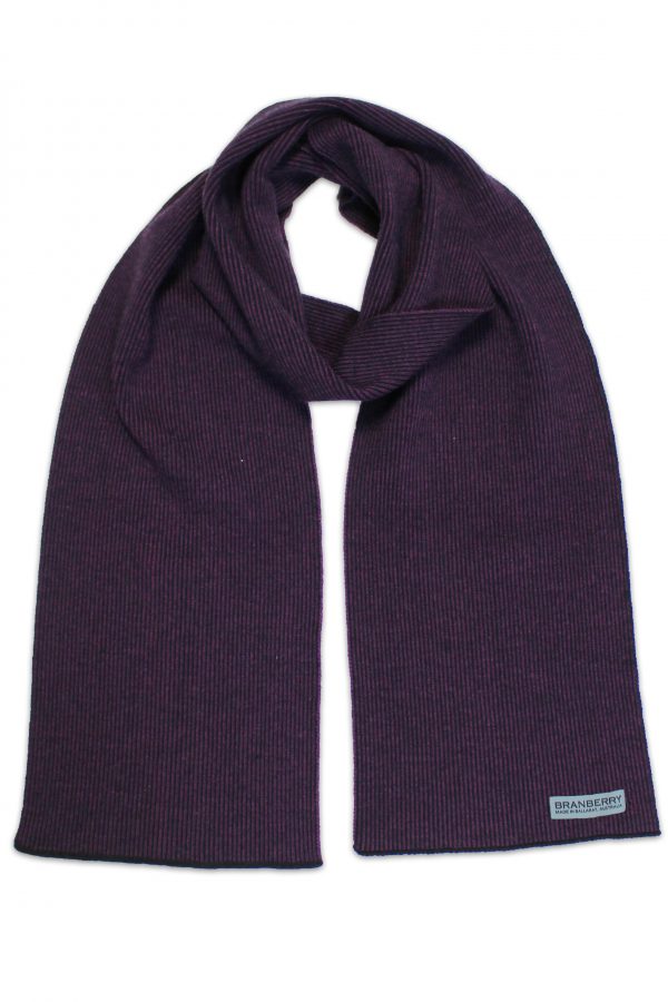 Currant Purple and Black Mini-Stripe Australian Merino Wool Scarf