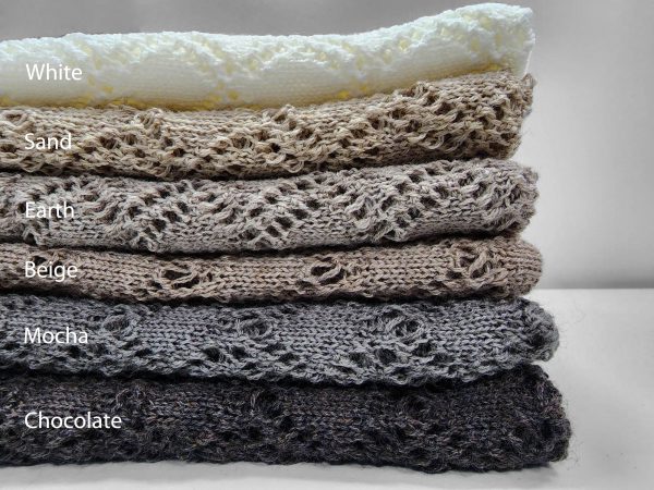 Branberry Wool Vintage Infinity scarf stack in Brown and White tones