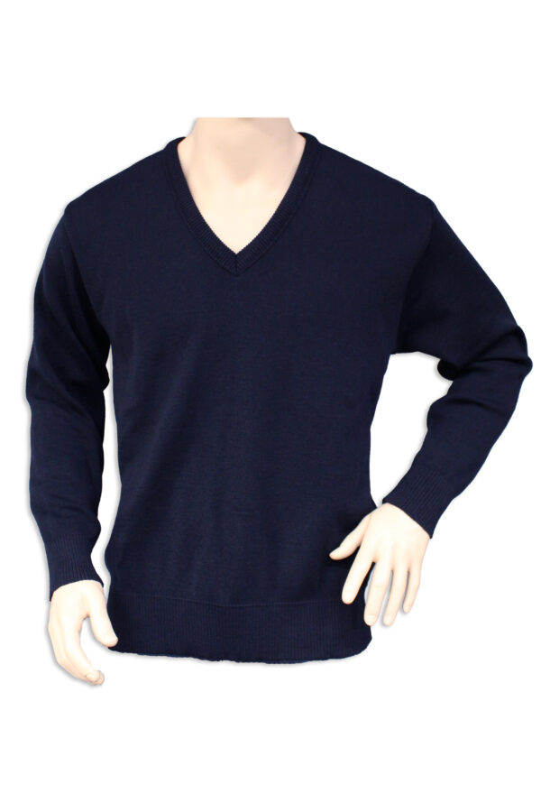Navy Blue Knitted Workwear Jumper, Australian Made from Wool Acrylic Blend