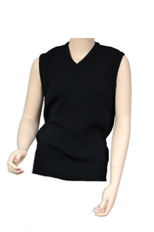 Black V-Neck Vest on Female Mannequin Torso