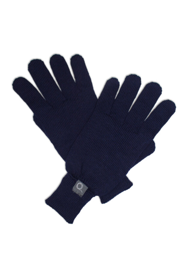 Navy Pure Australian Merino Wool Knitted Gloves fanned out