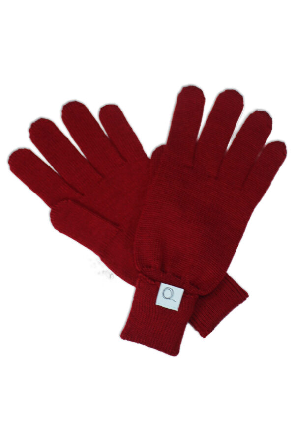 Red Pure Australian Merino Wool Knitted Gloves fanned out