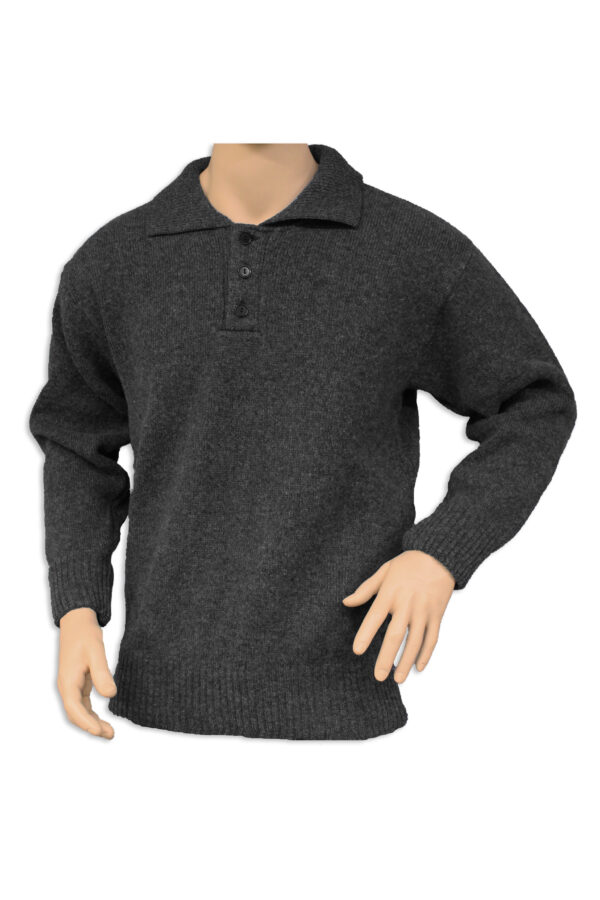 A 3-button neck with a collar OUTDOOR jumper in a charcoal grey colour